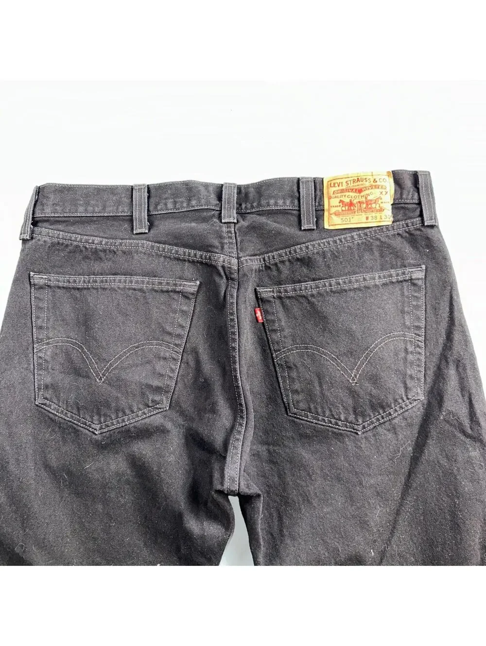 Levis 501 Vintage Y2K Mexico XX Straight Leg Jeans Black Dark Wash 38x30